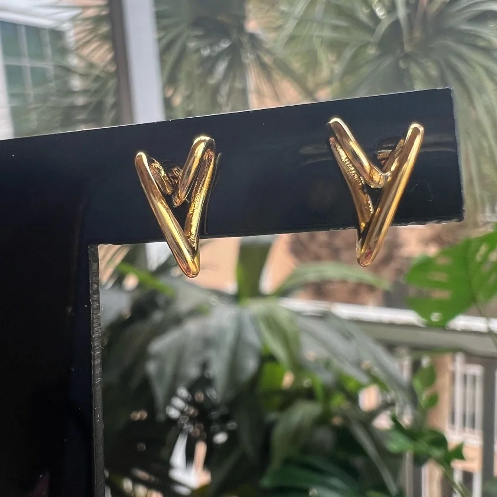 Gold Hearts Stud Earrings
